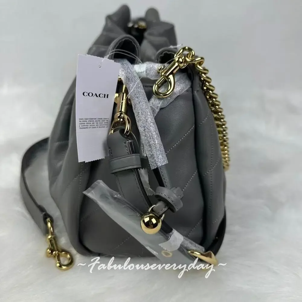 Coach Faye Large Shoulder Bag With Quilting In Leather/Gold/Slate CCZ58 NWT